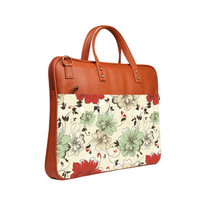 Floral pencil strokes - Premium Canvas Vegan Leather Laptop Bags (with side pocket)